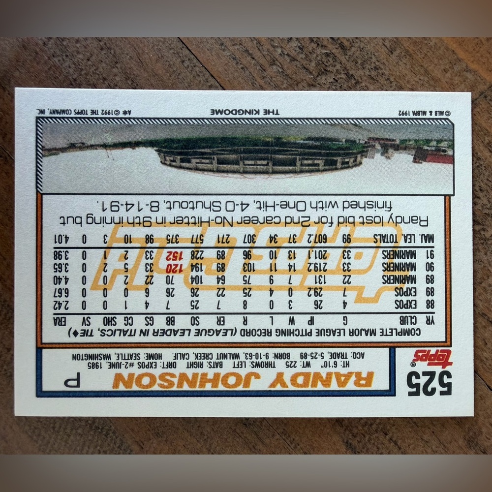 Topps Baseball Card - Randy Johnson Gold Card - Picture 2 of 2